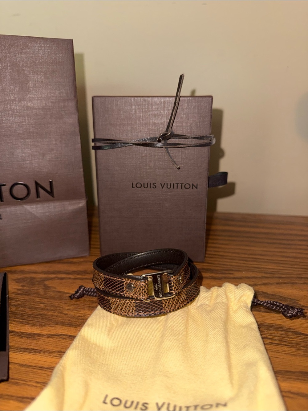Louis Vuitton Brown Damier Ebene Wrap Bracelet (Snap It Bracelet)